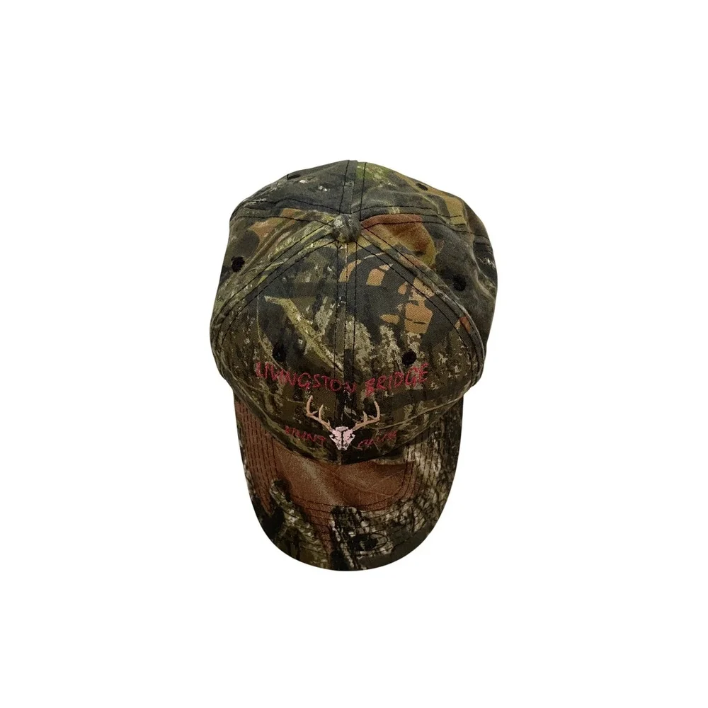Livingston Bridge Hunt Club Camo Hat Pink Deer Skull Embroidery Port Authority